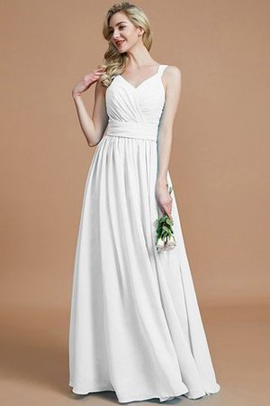 Ärmelloses Prinzessin A-Line Bodenlanges Brautjungfernkleid mit V-Ausschnitt - Bild 35