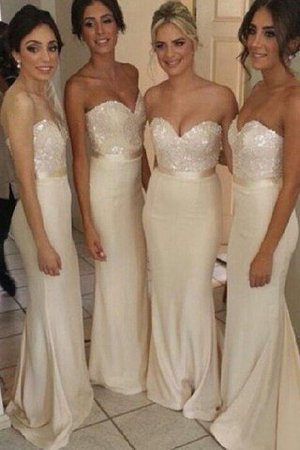 Meerjungfrau Satin Natürliche Taile Brautjungfernkleid mit Perlen mit Herz-Ausschnitt - Bild 2