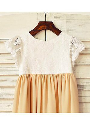 Prinzessin Reißverschluss Bodenlanges Blumenmädchenkleid mit Blume aus Chiffon - Bild 3