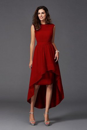 Abito da Damigella in Chiffon Asimmetrici Senza Maniche Alta Bassa Mini - Foto 23