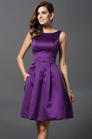Prinzessin Satin A-Linie Knielanges Brautjungfernkleid mit Natürlicher Taille - Bild 13