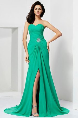Perlenbesetztes Ärmelloses Chiffon Natürliche Taile Etui Abendkleid - Bild 1