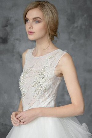 Plissiertes Tüll Juwel Ausschnitt einfaches romantisches Brautkleid mit Knöpfen - Bild 3