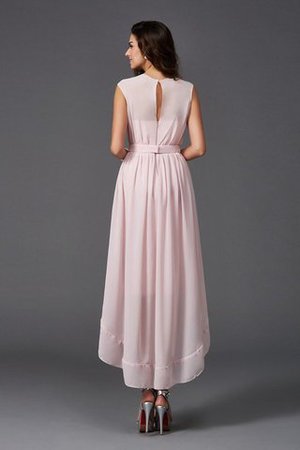 Robe demoiselle d'honneur naturel courte de princesse asymétrique a-ligne - Photo 30