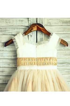 Natürliche Taile Geschichtes Quadrat Ausschnitt Prinzessin Blumenmädchenkleid mit Blume - Bild 4