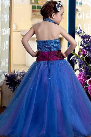 Ärmelloses Duchesse-Linie Nackenband Tüll Blumenmädchenkleid mit Blume - Bild 2