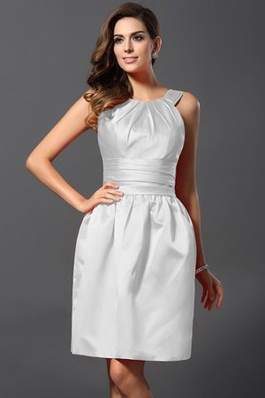 Satin Bateau Knielanges Brautjungfernkleid mit Natürlicher Taille mit Reißverschluss - Bild 18