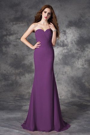 Robe demoiselle d'honneur longue naturel de sirène avec chiffon ruché - Photo 5