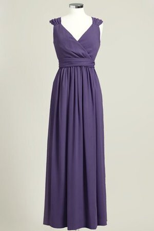 V-Ausschnitt Chiffon prächtiges Brautjungfernkleid mit gekappten Ärmeln - Bild 3