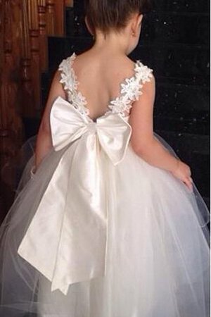 Robe de cortège enfant avec nœud à boucle en tulle appliques avec fleurs avec sans manches - Photo 2