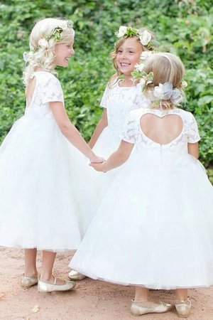 Robe de cortège enfant adorable textile en tulle avec fleurs de mode de bal naturel - Photo 1