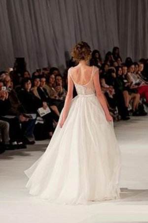 Natürliche Taile A Linie Apfelform Ballkleid aus Organza mit Perlen - Bild 2