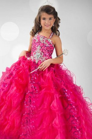 Robe de cortège enfant longue naturel avec lacets de mode de bal grandes bretelles - Photo 1
