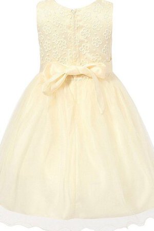 Spitze normale Taille Ärmelloses Perlenbesetztes knielanges Blumenmädchenkleid mit Bordüre - Bild 2
