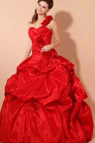 Duchesse-Linie A Linie Herz-Ausschnitt Quinceanera Kleid mit Rüschen mit Blume - Bild 2