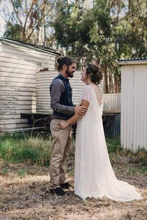 Robe de mariée impressioé décontracté de traîne moyenne col u profond a plage - Photo 1