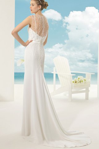 Ärmelloses durchsichtige Rücken luxus bodenlanges langes Brautkleid mit Perlen - Bild 2