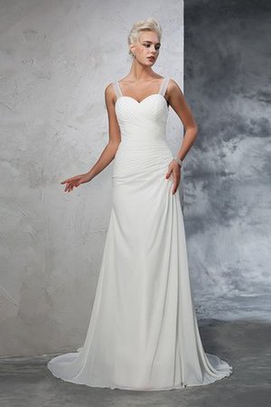 Clasico Vestido de Novia de Tiras anchas de Volantes Adorno de Cola Corte - Foto 3