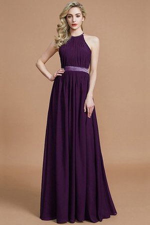 Robe demoiselle d'honneur manche nulle avec zip ruché jusqu'au sol en chiffon - Photo 18