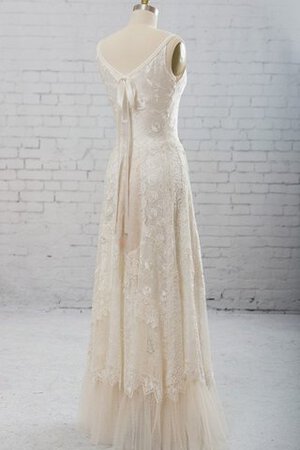Robe de mariée courte naturel a-ligne brodé avec mousseline - Photo 6