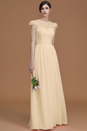 Robe demoiselle d'honneur naturel ligne a fermeutre eclair en chiffon col ras du cou - Photo 12