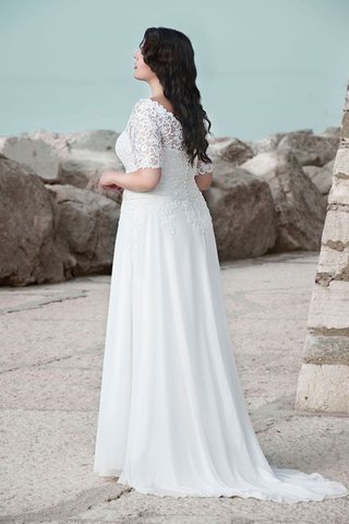 Robe de mariée elégant jusqu'au sol au bord de la mer avec chiffon de traîne courte - Photo 2