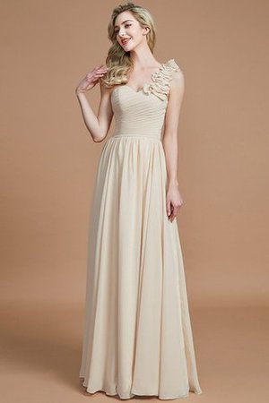 Ärmelloses Natürliche Taile A Linie Bodenlanges Brautjungfernkleid mit Einem Schulter - Bild 11