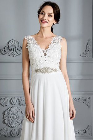 Prinzessin Ärmelloses Normale Taille V-Ausschnitt Einfaches Brautkleid - Bild 7