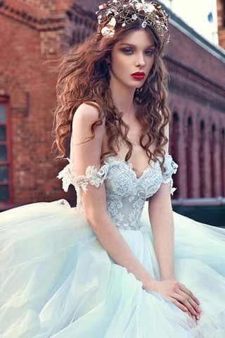 Abito da Sposa Senza Maniche in Pizzo con Piega Schiena Nuda in pizzo in Tulle - Foto 2