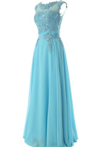 Abito da Damigella con Applique Tondo A Terra in Chiffon A-Line Cerniera - Foto 2
