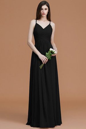 Spaghetti Träger Normale Taille Gerüschtes Ärmellos Bodenlanges Brautjungfernkleid - Bild 8