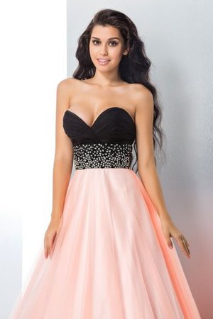 Perlenbesetztes Ärmelloses Satin Bodenlanges Quinceanera Kleid mit Herz-Ausschnitt - Bild 5