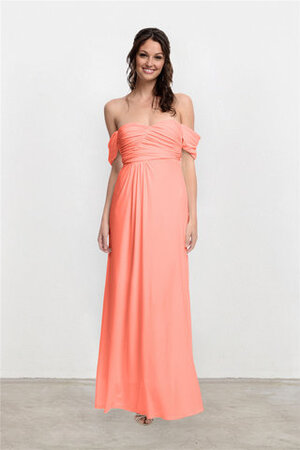 Robe demoiselle d'honneur en satin avec zip frappant en chiffon grandiose - Photo 2