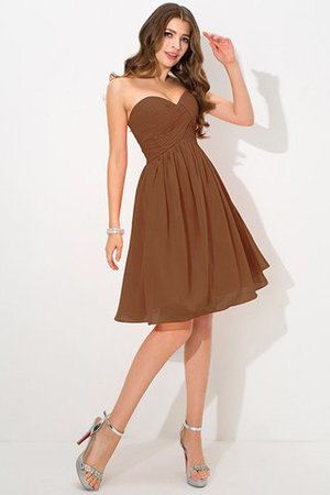 Robe demoiselle d'honneur bref avec sans manches a-ligne en chiffon avec fronce - Photo 6