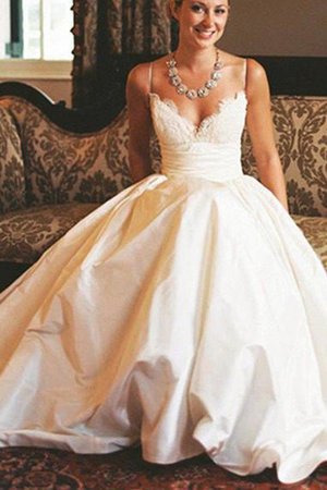 Robe de mariée fermeutre eclair en satin charme de traîne courte de col en v - Photo 3