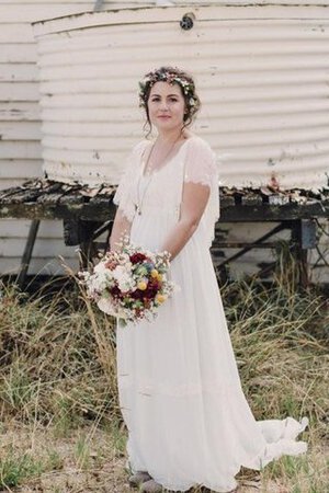 Robe de mariée impressioé décontracté de traîne moyenne col u profond a plage - Photo 4