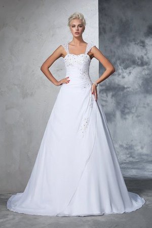 Gericht Schleppe Empire Taille Breiter Träger Brautkleid mit Applike ohne Ärmeln - Bild 1