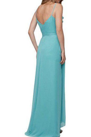 Robe demoiselle d'honneur décontracté ruché avec sans manches bretelles spaghetti de lotus - Photo 2