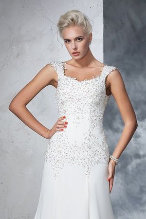 Robe de mariée intemporel longue grandes bretelles en chiffon avec perle - Photo 7