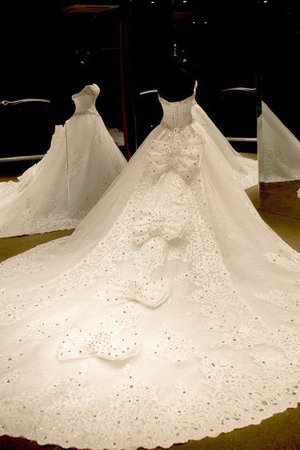 Abito da sposa in tulle lunghi a terra cinghia in rilievo con perline attraente - Foto 2