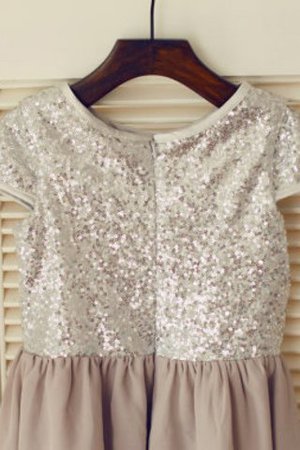 A-Linie Chiffon Normale Taille Blumenmädchenkleid ohne Ärmeln mit Kurzen Ärmeln - Bild 3