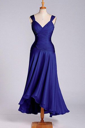 Robe demoiselle d'honneur plissage avec sans manches en chiffon ligne a encolure ronde - Photo 3