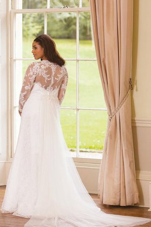 Robe de mariée facile elégant ligne a de col en v avec manche longue - Photo 2