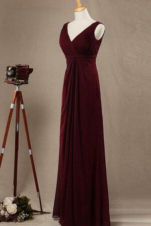 Robe demoiselle d'honneur simple plissé a-ligne manche nulle en chiffon - Photo 3