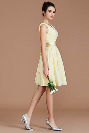 Normale Taille Ärmelloses Kurzes Brautjungfernkleid mit Gürtel mit Schleife - Bild 4