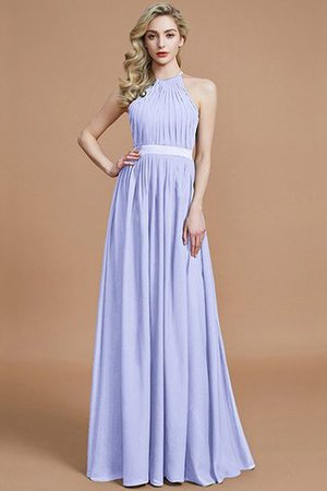 Robe demoiselle d'honneur manche nulle avec zip ruché jusqu'au sol en chiffon - Photo 22