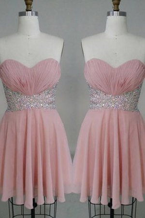 Robe de bal naturel courte de col en cœur en chiffon a-ligne - Photo 2