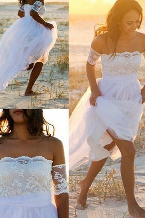 Abito da sposa in pizzo in chiffon principessa splendido con ricamo a riva - Foto 2