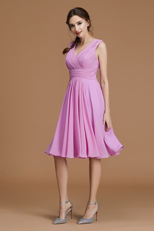 Vestido de Dama de Honor de Corte-A de Cremallera de Escote en V de De moda - Foto 6