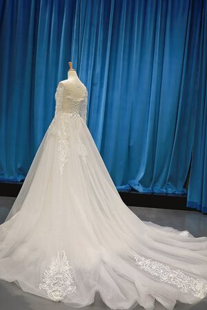 Robe de mariée avec manche longue encolure ronde élégant textile en tulle luxueux - Photo 2